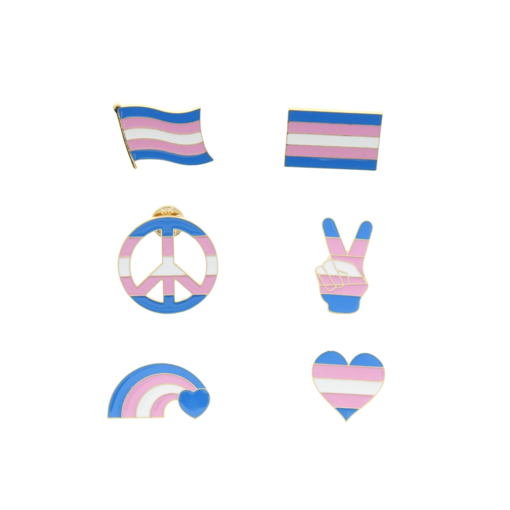 Zac's Alter Ego - Set of 6 Heavy Metal Transgender Equality Pin - Multicolours